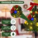 Solar Christmas Tree Pathway Lights Outdoor, Set of 4 Solar Christmas Tree Stake Lights, 80 Outdoor LEDs Xmas Decor, Christmas Decor DIY Xmas Tree Gift (Warm White)