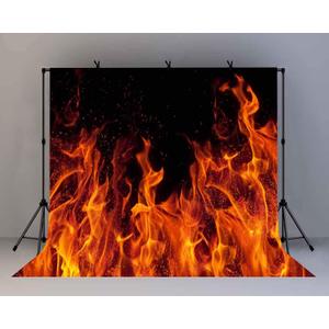 10x10ft Fire Backdrop for Photography Dancing Flame Black Background for Theme Party Portrait Birthday Party Banner Photo Booth Studio Props BJLY77