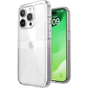 Speck Clear iPhone 15 Pro Case - Slim, Drop Protection, Grip - Scratch Resistant, Anti-Yellowing, 6.1 Inch Phone Case - GemShell Grip Clear