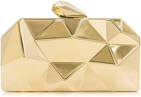 Milisente Women's Clutch Purses Metallic Bridal Party Geometric Evening Clutches Bags Cocktail Formal Handbags