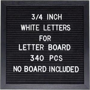Felt Letter Board Letters Set - Pre-Cut 340pcs 3/4 Inch White Letters Only (No Board Included)
