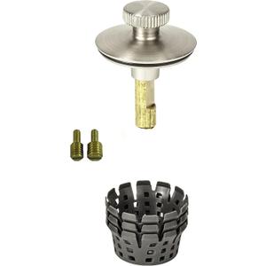 PF WaterWorks PF0951-BN Universal Lift n Turn, (Twist Close) Bath Tub/Bathtub Drain Stopper Includes 3/8" and 5/16" Fittings (With Hair Catcher)