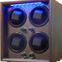 Oryx Watch Winder for 4 Automatic Watches, Rotating Watch Box 5 Rotation Modes Setting Display Case with LED Light, AC/USB Powered Super Quiet Mabuchi Motor (Wood Grain Walnut)