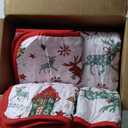 DJY Christmas Quilt Set King Size Reindeer Snowflake Sleigh 3 Piece Quilted Bedding Set, Red White Holiday Bedspread Coverlet with Pillow Shams New Year Room Decoration (110''x90'')