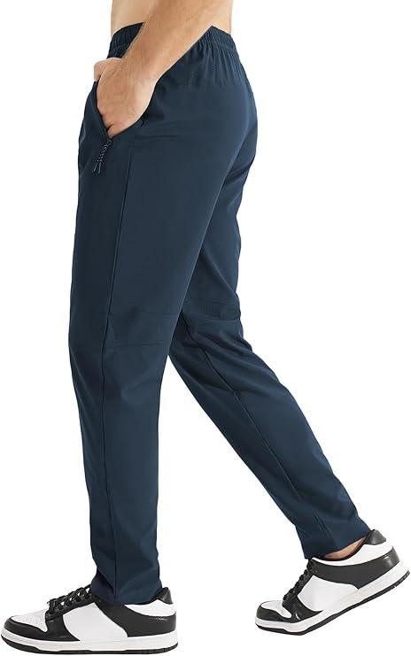GuaGal Men's Lightweight Joggers Pants with Zipper Pockets Sweatpants for Men Athletic Gym Workout Jogging Pants Navy L