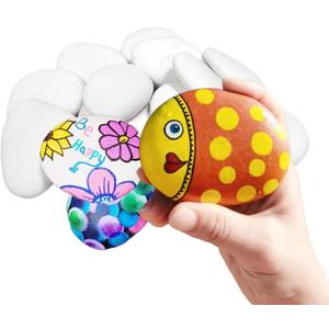 15PCS White Rocks for Painting, 2-3 Inch Smooth Kindness Rocks, Perfect for Crafts, DIY, Garden Decoration