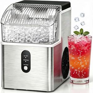COWSAR Nugget Ice Maker Countertop, Soft Chewable Pellet Ice Maker Machine with Self-Cleaning Function, 35Lbs/24H, Ready in 7 Mins, Portable Countertop Ice Makers for Home, Office, Stainless Steel
