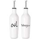 HAOTOP Farmhouse Ceramic Oil and Vinegar Dispenser Bottle Set, Perfect for Storage of Oil and Vinegar, 13 oz (White)