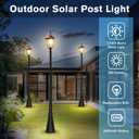 90'' H Solar Post Lights, 2700K Solar Lamp Post Light Waterproof, Dusk to Dawn Pole Lights Outdoor, lamp Posts Lighting for Garden Patio Yard Pathway Gate, Remote Control, Black(Warm White), 2700K│Head+Post
