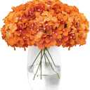 Tifuly Hydrangea Artificial Flowers -12 pcs Realistic Fake Hydrangea Silk Flowers with Stems Faux Hydrangea Flowers Heads for Office Home Party Wedding Centerpiece DIY Floral Decor (Orange)
