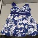 B2prity Women's One Piece Swimdress Swimsuit Tummy Control Swim Dress Slimming Modest Bathing Suit Color Block Swimwear (X-Large, Blue White Leaf)