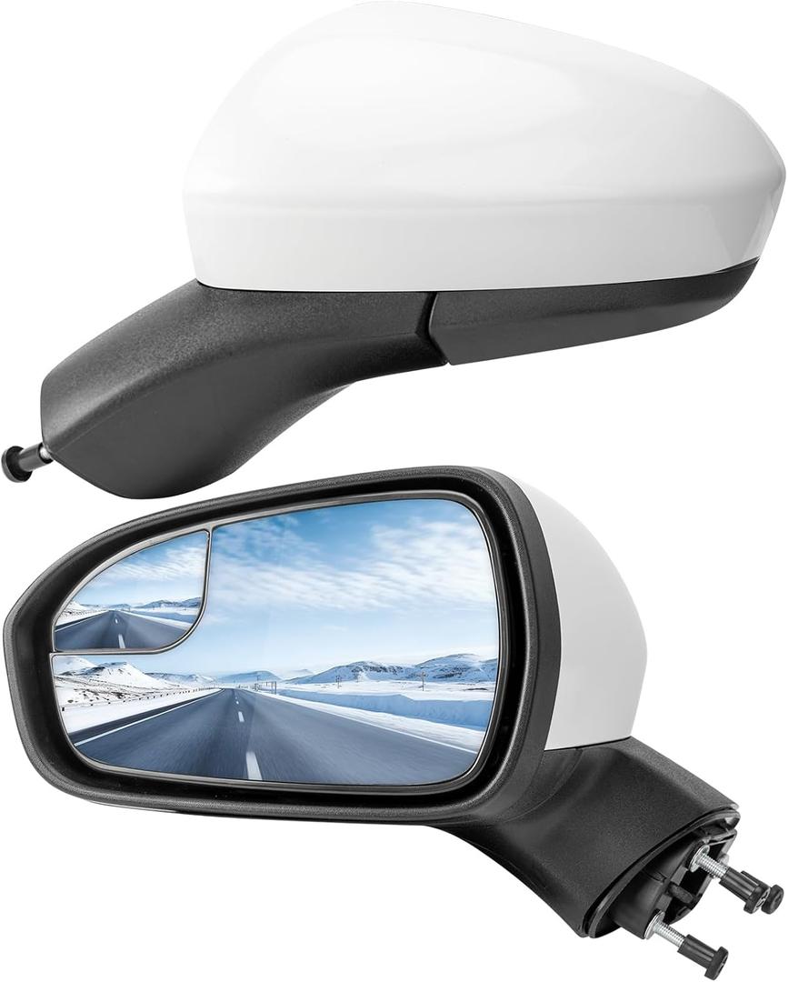 Left Driver Side Rear View Mirror Replacement for Ford Fusion 2016 2017 2018 2019 2020 2021 2022- Rearview Mirrors with 3Pins, Electric Adjustment, white