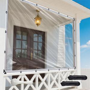 6x10ft Clear Waterproof Tarp with Grommets, Upgraded Edge Heat Fused Tear Resistant Clear Heavy Duty Tarps for Patio Fencing, Rain, Wind, Cold, Chicken Coops, and MoreWindproof Rope+Tie-Downs