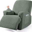VANSOFY Recliner Chair Cover, 3-Pieces Stretch Recliner Covers for Recliner Chair Soft Reclining Chair Slipcover Furniture Protector for Dogs Cats(Bean Green) (1 Seater)