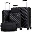 Luggage Sets 5 Piece, Suitcases with Wheels, ABS Hard Case Luggage with TSA Lock Spinner Wheels, Carry On Luggage Set(5 Piece Sets (20"/24"/28"/DB/TB)) (Black)