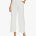 FUNYYZO Women's Loose Pleated Front Long Pants Wide Leg Trousers Solid Causal Dressy Size L