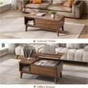 LYNCOHOME Fluted Lift Top Coffee Table with Storage, Modern Coffee Table for Living Room, Home OfficeWalnut
