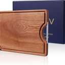 Kitchen Ebony Cutting Board - with Built-in Knife Sharpener, Reversible for Double Sided Use, Juice Chute, Stainless Steel Handle, Non-Slip Feet,Wooden chopping board, Cooking Gift (Gift Box)