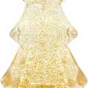 DRomance LED Light Up Musical Snow Globe Christmas Tree, 14 Inch Tall Singing Snow Globe Christmas Tree Shaped with Pedestal (Gold)