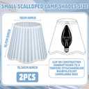 Gerrii 2 Pcs Blue and White Striped Scalloped Lamp Shades Coastal Floral Block Print Lamp Shades Cotton Lampshade 3x6x5 Inch Coastal Fabric Mini Scallop Lampshades for Wall Sconce Pendant Light