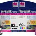 VersaInk-Nano HP 62 MS MICR Black Ink Cartridge for Check Printing & VersaInk-Nano 62 CS Tri-Color Ink Cartridge Pack