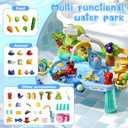 2027 Upgraded 10-in-1 Sand Water Table for Toddlers 1-3, Kids Sensory Table with Electric Water Pump & Elephant Faucet, Play Kitchen Sink with Food Accessories, Fishing Toy
