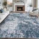 pmtsns Area Rugs 8x10 for Living Room: Washable Rug Modern Abstract Neutral Soft Non-Slip Low-Pile Indoor Large Carpet for Bedroom Dining Room Playroom Home Office (Blue Grey, 8'x10')