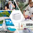 GOLD TEXTILES Bulk Bath Towels White (22x44 Inches) Economy Grade Light Weight Easycare (12 - Blue Stripe)