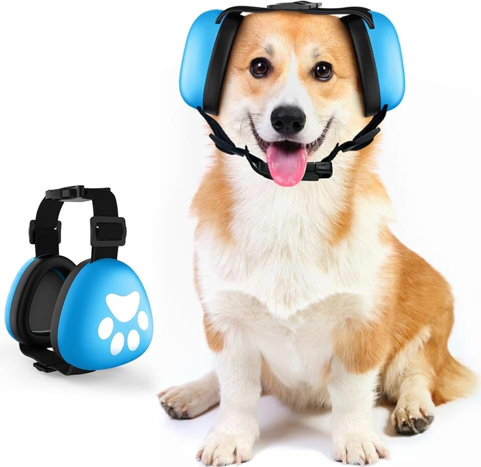 Dog Ear Muffs Noise Protection, 29dB Noise Cancelling Headphones for Dogs, Dog Ear Muffs Noise Protection for Hunting Fireworks Thunder Vacuums Anxiety Relief, M-Blue