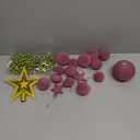 Super Holiday Velvet Christmas Ornaments Set, 35PCS Flocked Shatterproof Assorted Hanging Xmas Tree Ball Decorations, for Home Party Holiday Valentines Day Decor, Burgundy (1.57"-3.14")