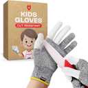NoCry Kids Cut Resistant Gloves with 3 Reinforced Fingers - 100% Food Grade Kids Cooking Gloves with Level 5 Protection - Lightweight, Ambidextrous and Machine Washable Knife Gloves, XS (8-12 years old)