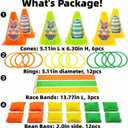 2 x 4-in-1 Plastic Carnival Party Games Set,Includes Ring Toss Games, Bean Bag Toss Games, Cones & 3-Legged Race Games, Sports & Outdoor Game Toys for Backyard, Birthday & Family Party