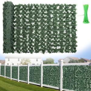 Faux Ivy Privacy Fence Screen, 118x39 in Artificial Green Leaf Privacy Fence Hedge Panels Fake Vines Greenery for Wall Decoration, Balcony, Apartment, Patio, Garden, and Yard Outdoor Decor