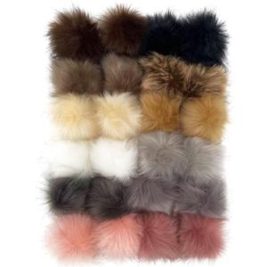 Lusy DM 24 Pieces Faux Fur Pom Pom Faux Fox Fur Pom Pom 4 Inches Fluffy Pom Balls with Elastic Loop for Hats Scarves Shoes Bags Keychains (12 Colors, 2 Pcs Per Color)