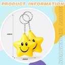 24 Pack Star Stress Keychains Bulk for Adults, Smile Face Stress Relief Keychains, Foam Fidget Squeeze Sensory Stretchy Toy Gifts Party Favors for Coworker Classroom Prize Basket Stuffers(Yellow)