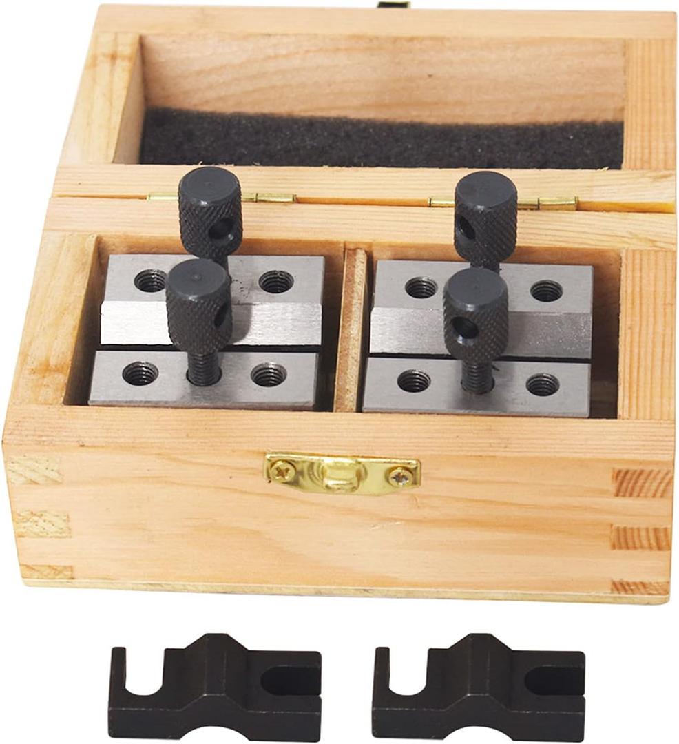 1-3/8 x 1-3/8 x 1-3/16Inch Precision V-Block & Clamp Set Pair with Box, Hardened Steel