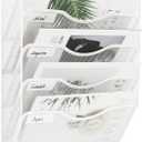 EasyPAG 5 Pocket Mesh Wall File Organizer, Hanging Paper Folder Holder with Classify Label, Vertical Wall Mount Mail Organizer for Office Home Classroom, White