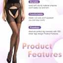 Suspender Tights for Women, Black Suspender Pantyhose Stockings Mock Garter Thighs for Women Thigh High Sheer Garter Pantyhoses Leggings Thigh High (Black)