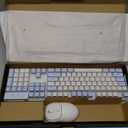 MageGee V550 Wireless Gaming Keyboard and Mouse, 2.4G Full-Sized RGB LED Computer Keyboards with Transparent Shell, Rechargeable Quiet Cordless Mouse & Keyboard Combo for Laptop/PC (Blue & White)