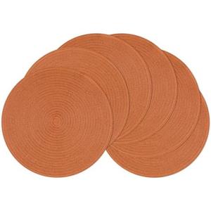 SHACOS Round Placemats Set of 6 Washable 15 inch Round Placemat Cotton Polyester Woven Braided Table Place Mats for Dining Table Decor, Dark Orange
