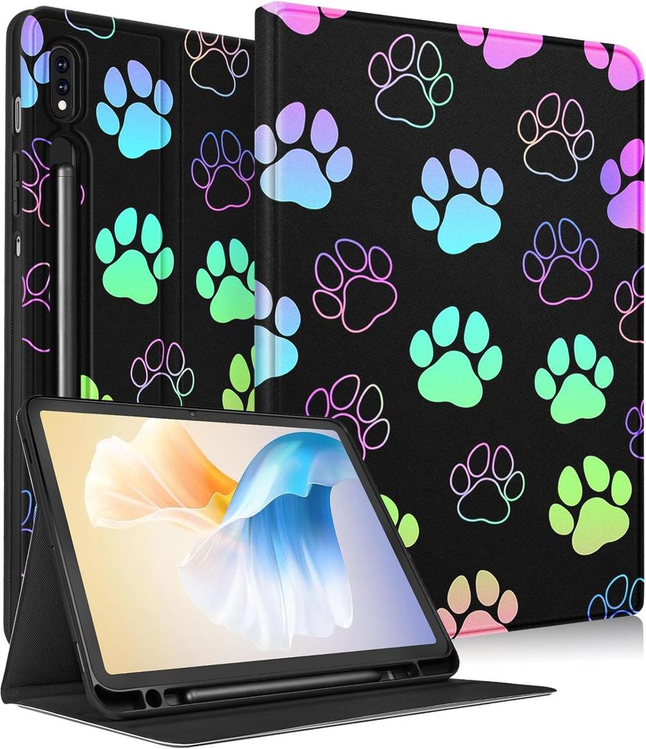 for Samsung Galaxy Tab S8 Plus/ S7 Plus/ S7 FE Case 12.4 Inch Women Cute Kids Girls Folio Kawaii Girly Boys Dog Paw Print Cover for Samsung Tablet S8 Plus 2022/ S7 Plus 2021/ S7 FE 5G Cases