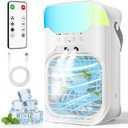 Portable Air Conditioners,4-in-1 Air Conditioner,2.3-Second Cooling & 3 Fan Speeds,1600ML Water Tank With 2 Mist,10 Color Night Light,Remote Control,Portable AC for Room,Car,Bedroom,Office,Outdoor