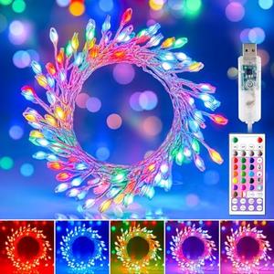 Moonflor 10FT Fairy Lights Color Changing - 100 LED 22 Colors Cluster Fairy Lights with Remote, Firecracker String Lights with 12 Modes, Halloween Fairy Lights for Bedroom Indoor Classroom Christmas