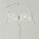WDIRARA Women's Pearl Beaded Halter Bikini Top Sleeveless Backless Beach Cover Up Tops