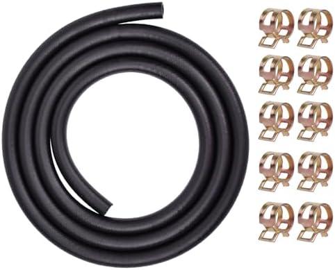 YIPEDISC 1/4 Fuel Hose 6.6Ft ID 6mm x OD 12mm 300PSI Fuel Line Hose Kit Include 10 Stainless Clamps Fit for Small Engine Equipment such as Mowers, Tractors, Snow Blowers, Dirt Bikes