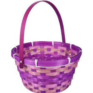 Decorative Woven Easter Basket, Purple, Round Design with Handle