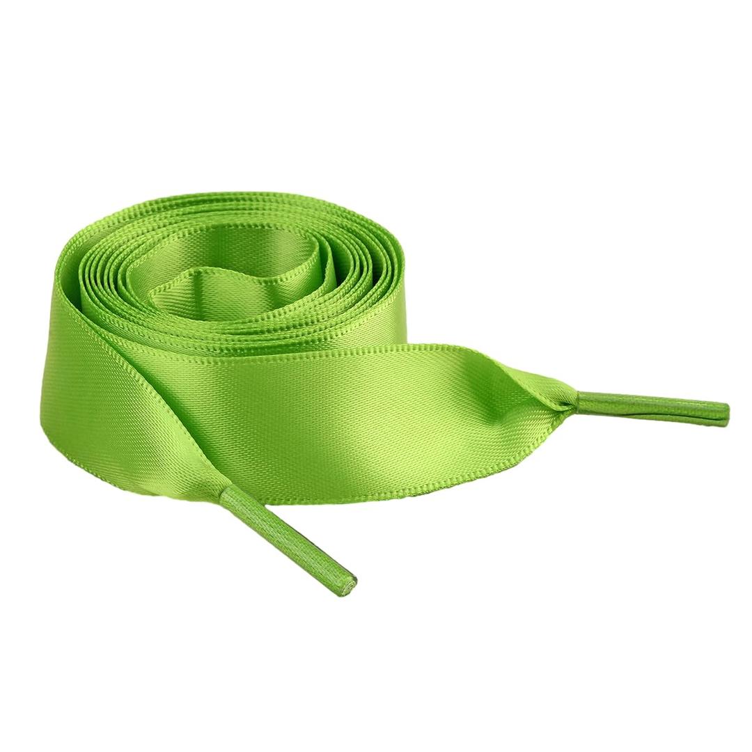 Satin Ribbon Shoe Lace 2CM Wide Flat Shoelaces Sneakers Casual Shoes Fashion Personalized Unisex 1 Pairs Apple Green (Green)