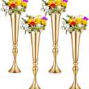 Amylove 4 Pieces 21.9 Inch Trumpet Vases for Centerpieces, Gold Flower Stand, Wedding Table Decor, Ideal for Party Decoration