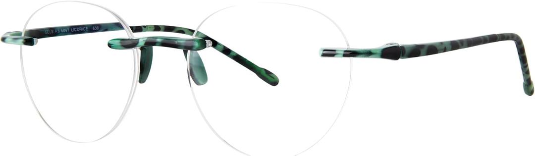 Scojo New York Gels P3 Round Reading Glasses, Ultra-Lightweight Rimless Readers For Women And Men, Scratch Resistant (Mint Licorice) 2.5