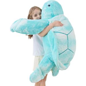Giant Sea Turtle Stuffed Animal, Large Stuffed Sea Turtle Plush Pillow, Soft Jumbo Plush Toys, Gift for Kids, Girls, Boys on Christmas, Birthday, Valentine's Day (Blue, 39in)